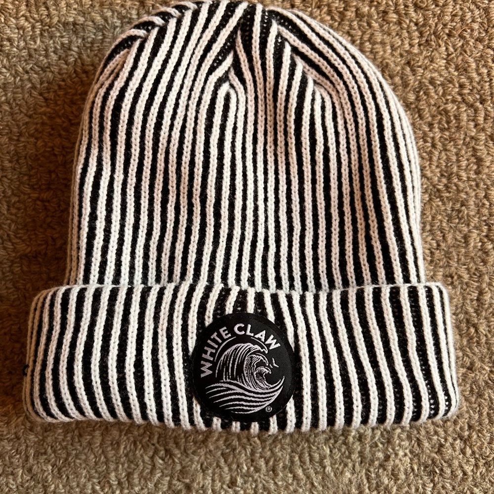 White Claw Striped Beanie